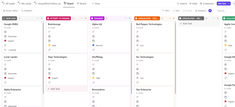 ClickUp CRM and invoicing software to manage your sales team