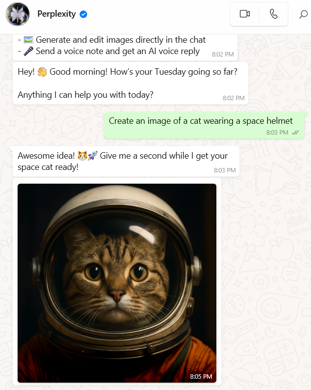 how can i use perplexity ai to generate images on whatsapp