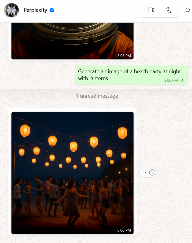 how can i use perplexity ai to generate images on whatsapp