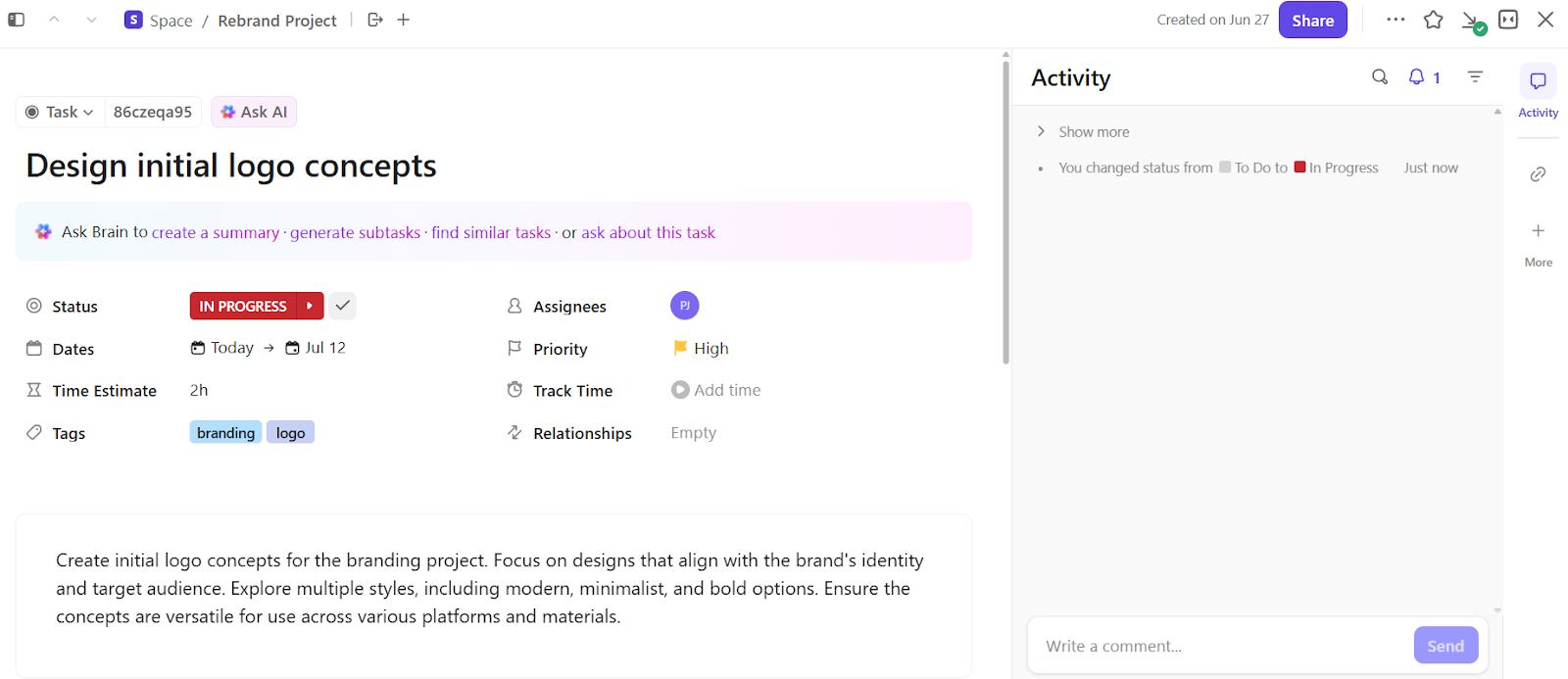 ClickUp for Design Teams: Canva AI alternative for graphic design