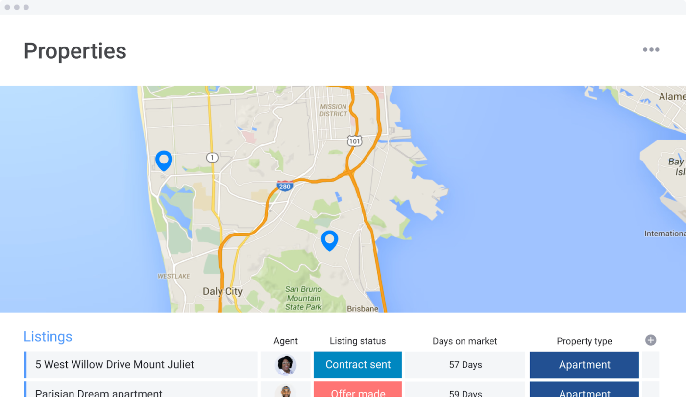 Mẫu CRM bất động sản: mẫu crm monday.com