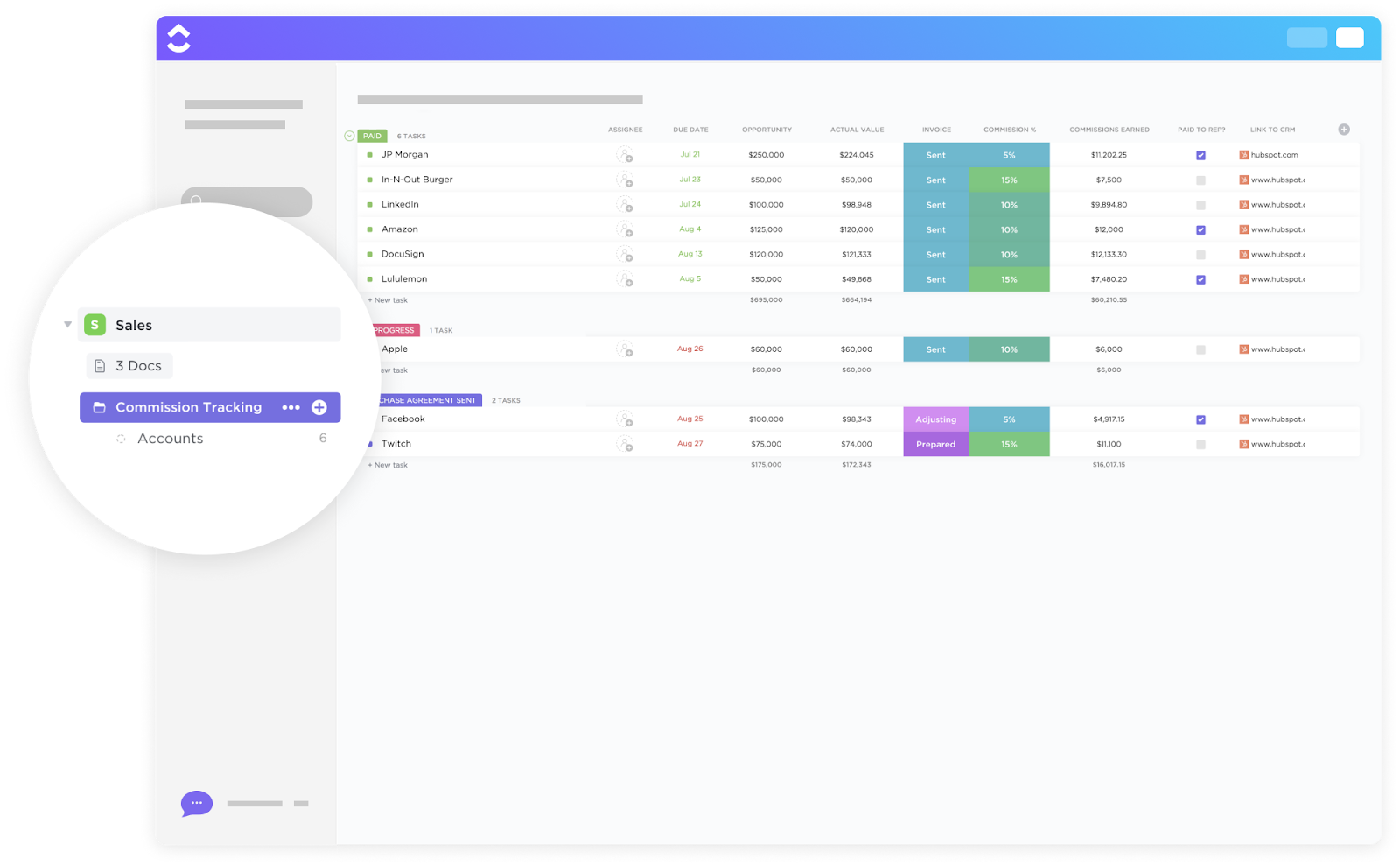 Track approvals and payout progress effortlessly using the ClickUp Commission Tracking Template