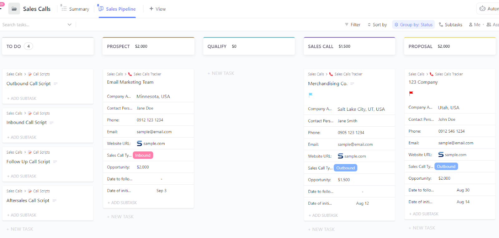 Manage your sales pipeline with ClickUp