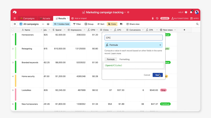 Funzionalità/funzioni chiave di Airtable: gestione delle attività per il tuo team di progetto