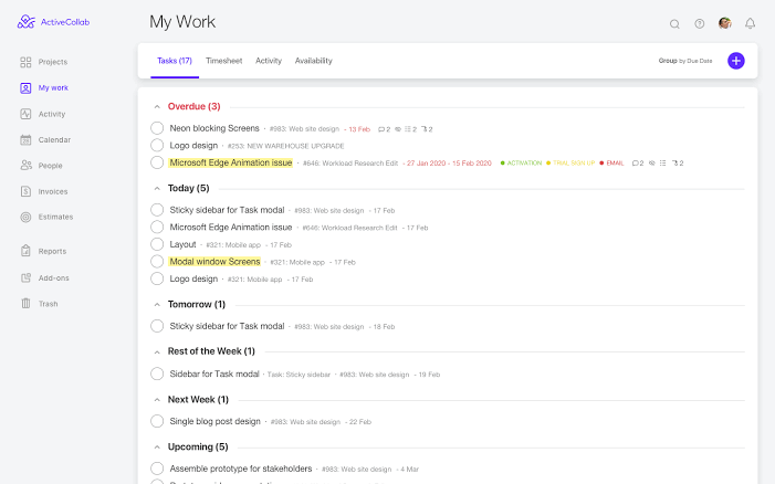 ActiveCollab: alternative ad Asana per agenzie di marketing con una curva di apprendimento ripida rispetto ad altri strumenti di project management