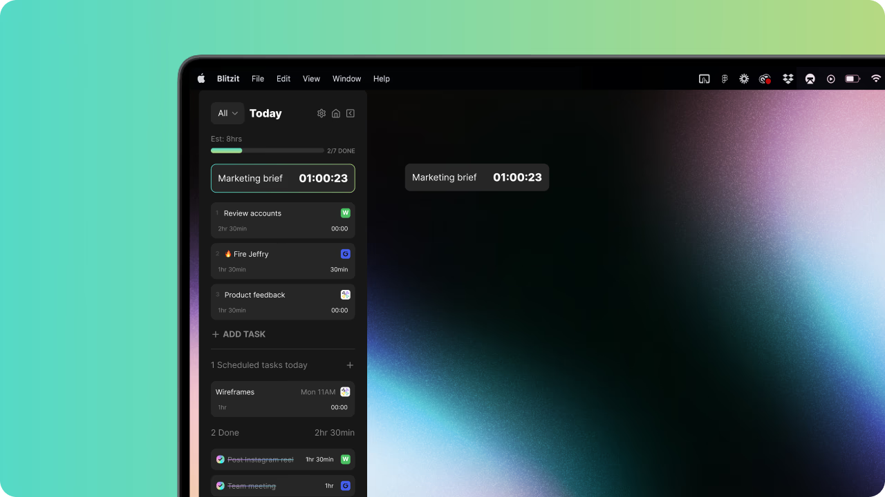 Timer modes on Blitzit: Blitzit vs Motion