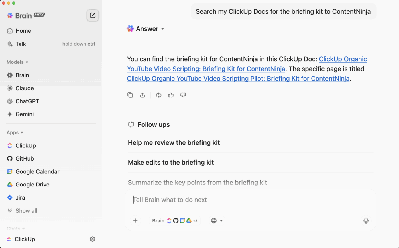 Enterprise AI Search and Ask: ClickUp Brain MAX