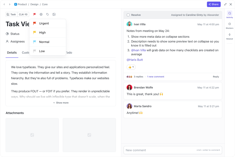 Tarefas ClickUp: exemplo de plano de ação corretiva