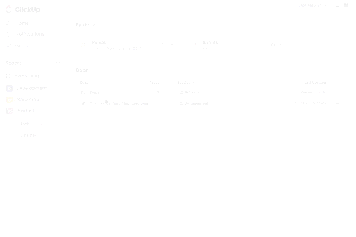 ClickUp Docs: alternativas ao Anytype