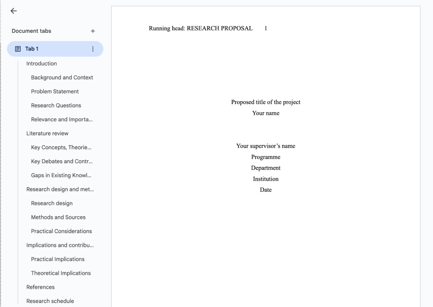 Research Proposal Template