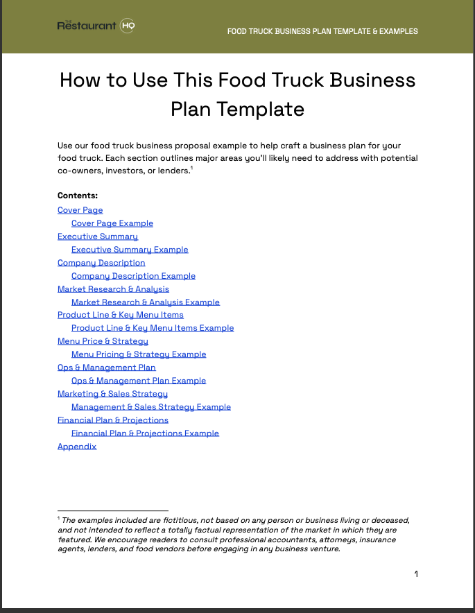 Docs Food Truck Business Proposal Template