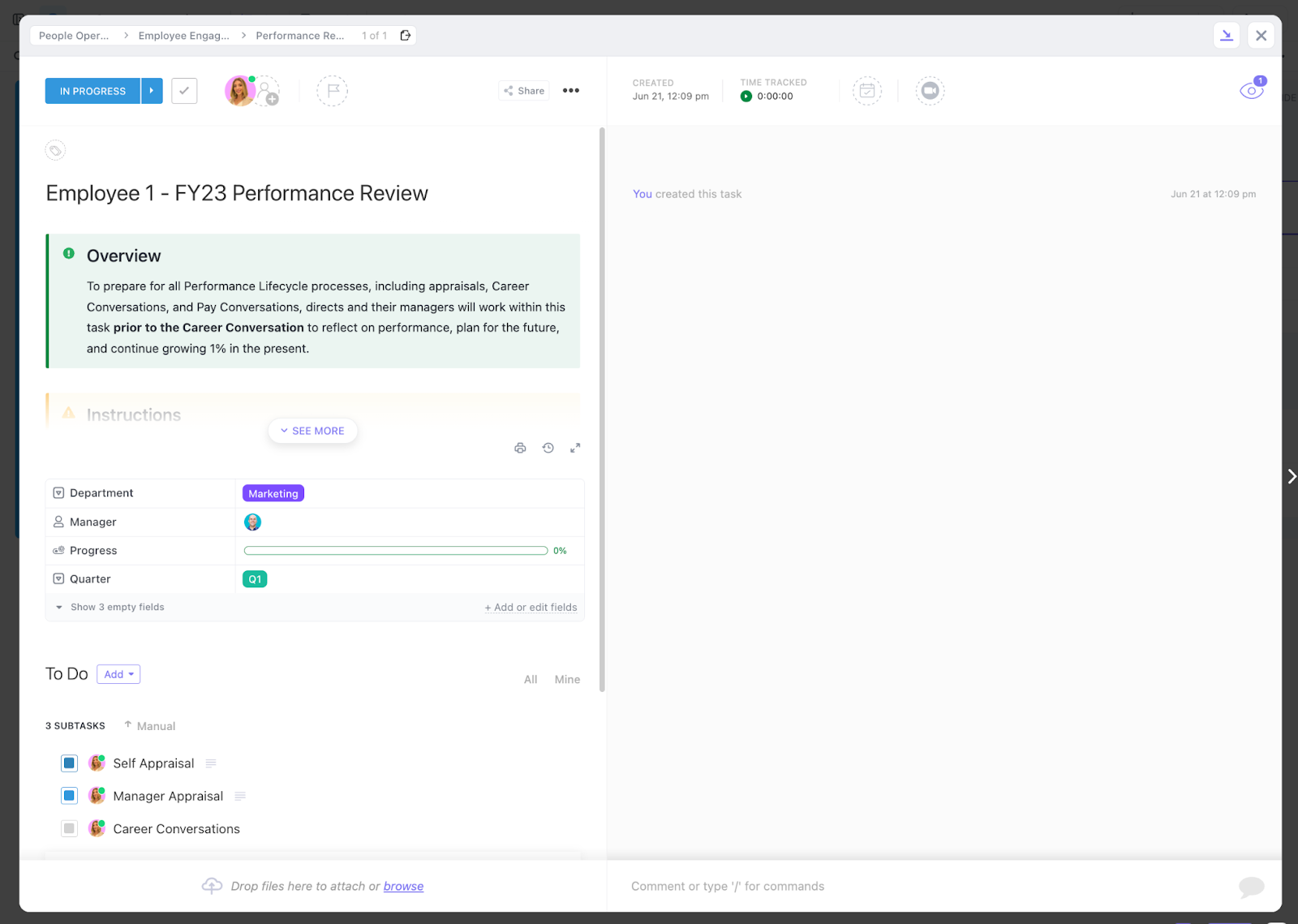 ClickUp Performance Review Template
