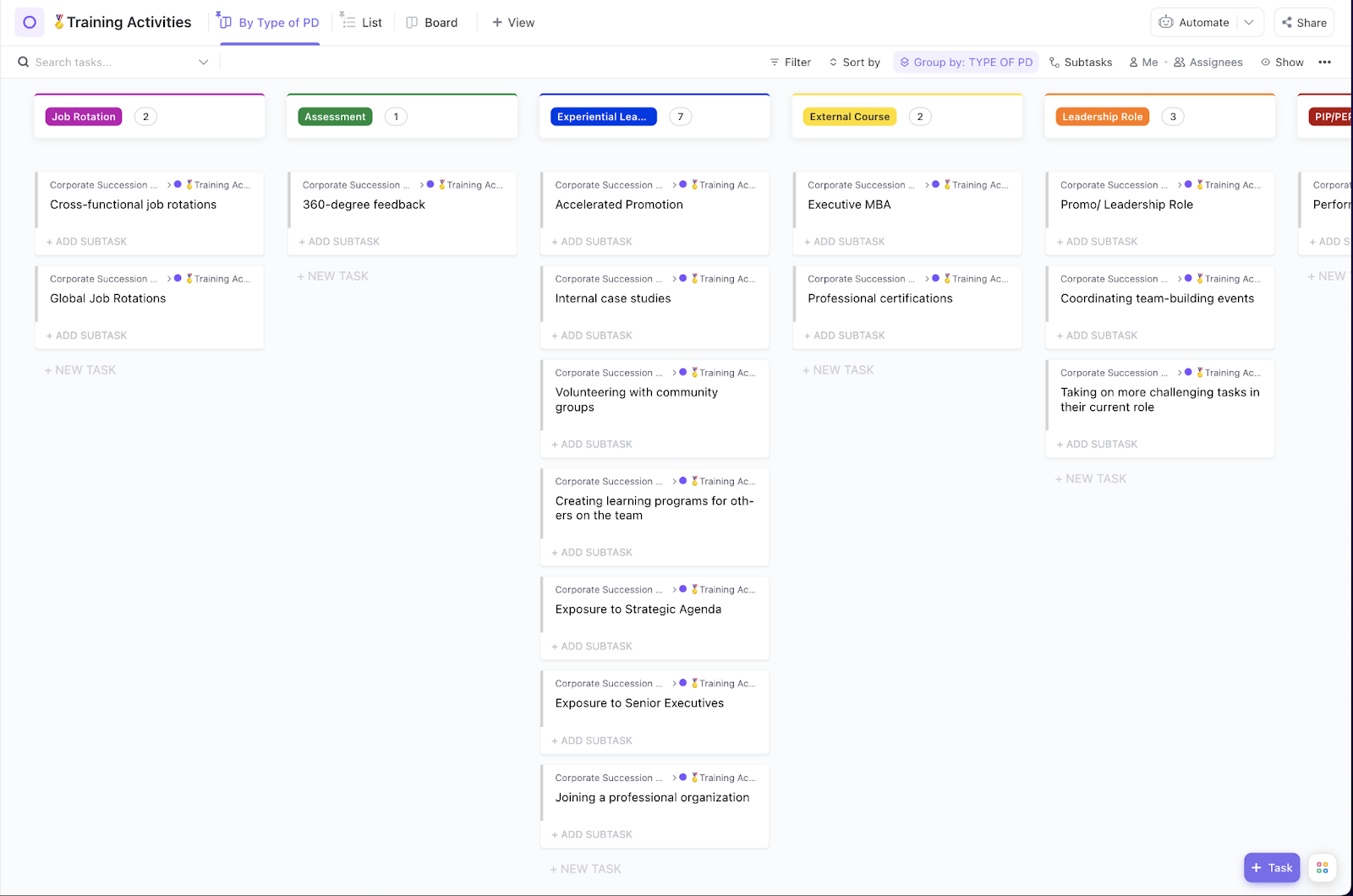 ClickUp Corporate Succession Planning Template