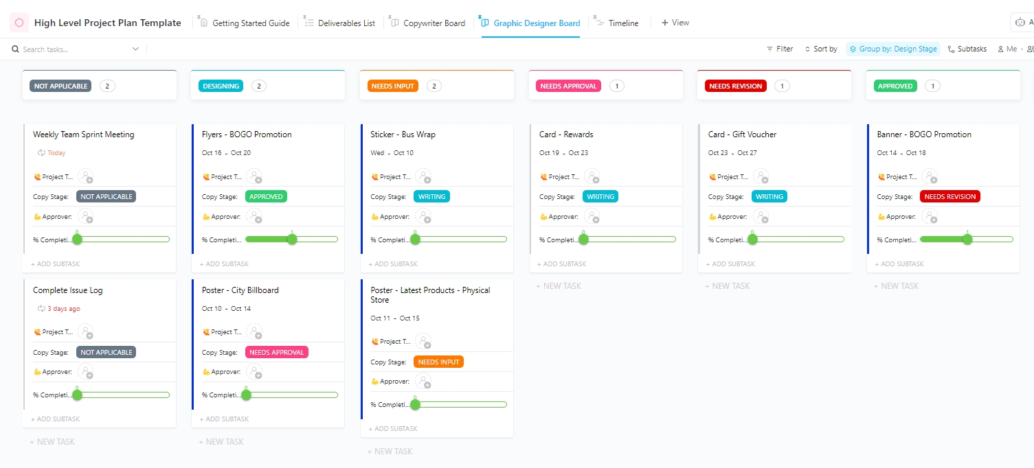 ClickUp High-Level Project Management Plan Template