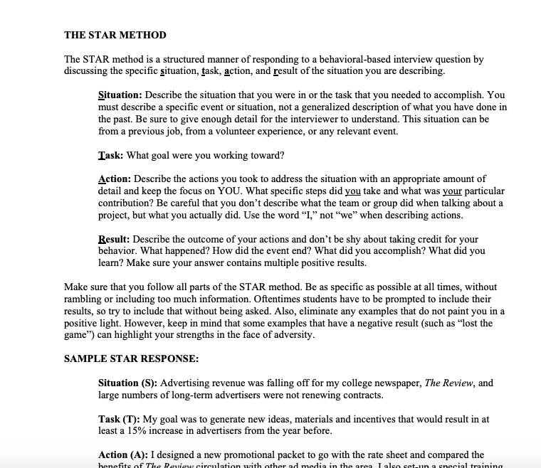 Virginia Wizard STAR Method Interview Worksheet