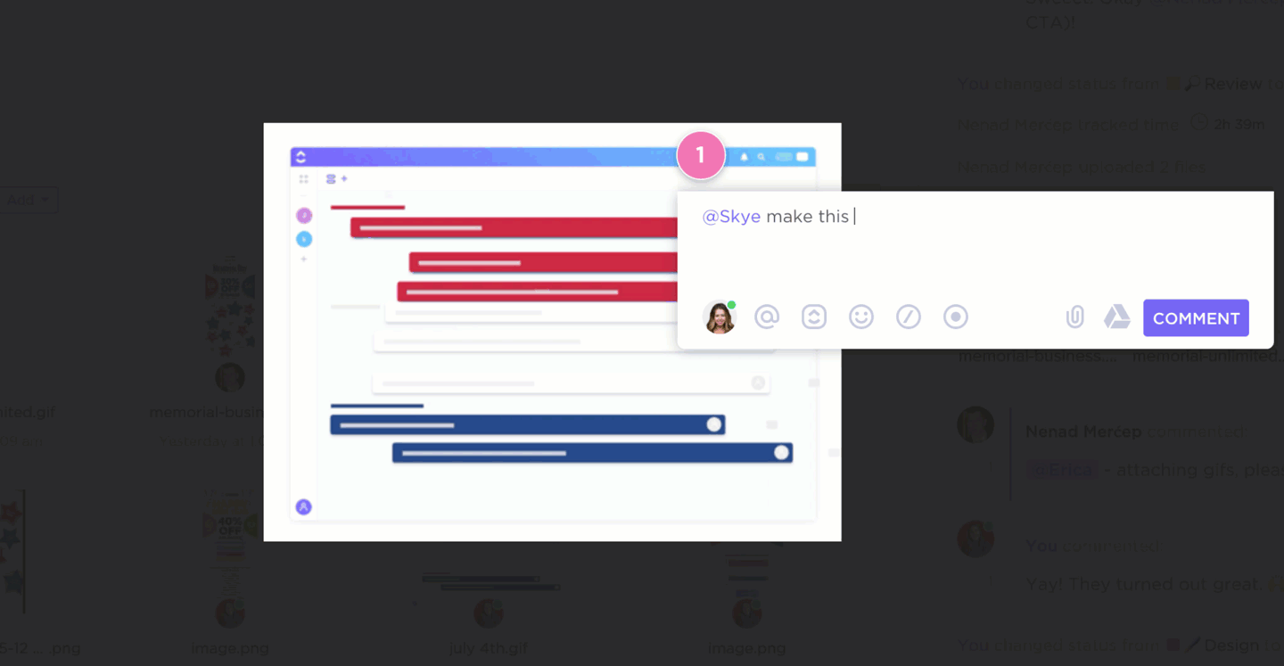 ClickUp’s proofing tool - crm for marketing agencies