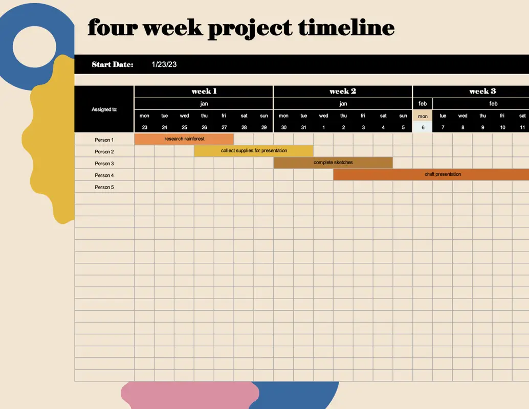 Modèle d'échéancier de projet Excel par Microsoft : Modèles Excel pour les entreprises