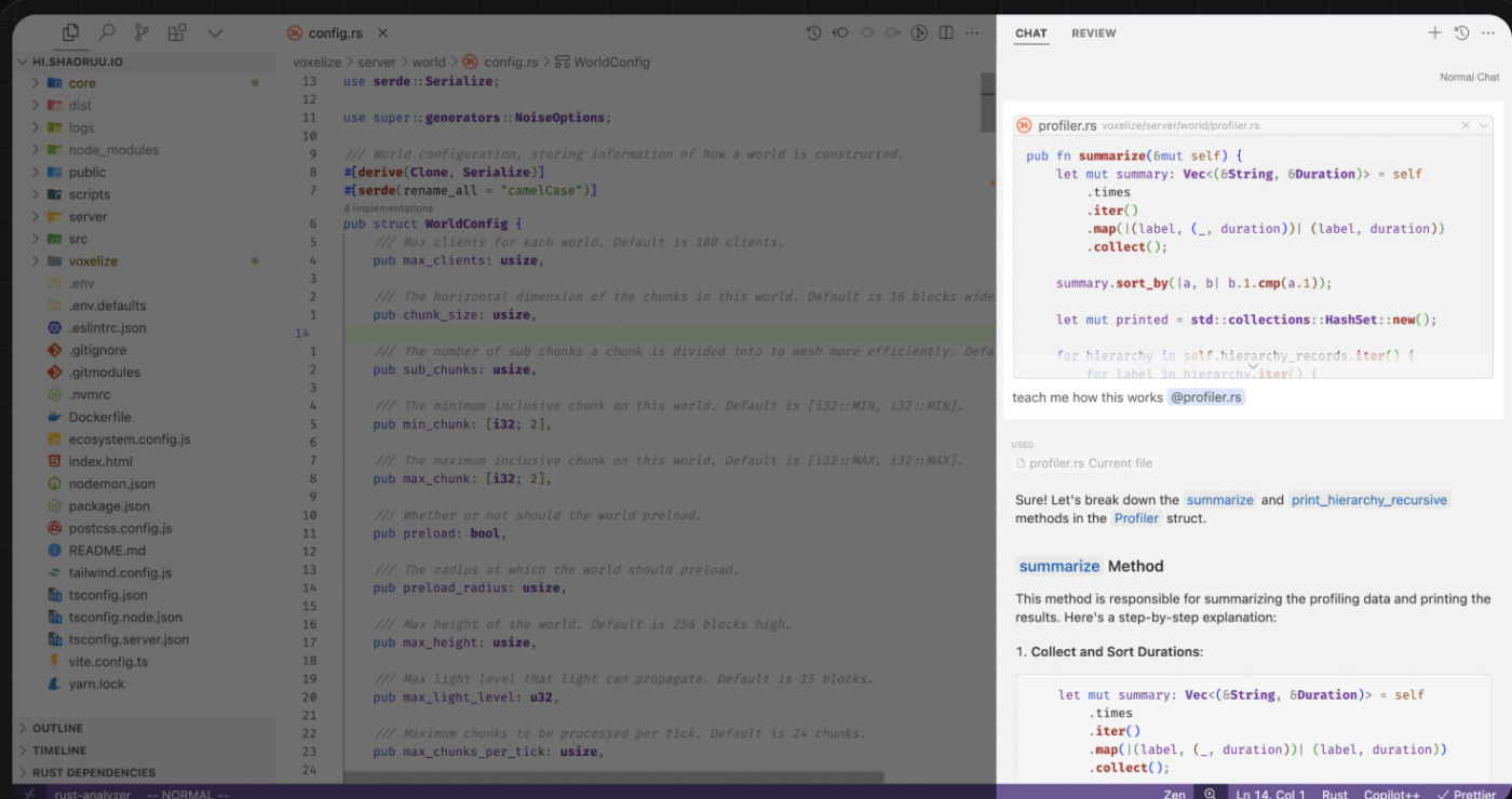 Chat assistance on Cursor AI