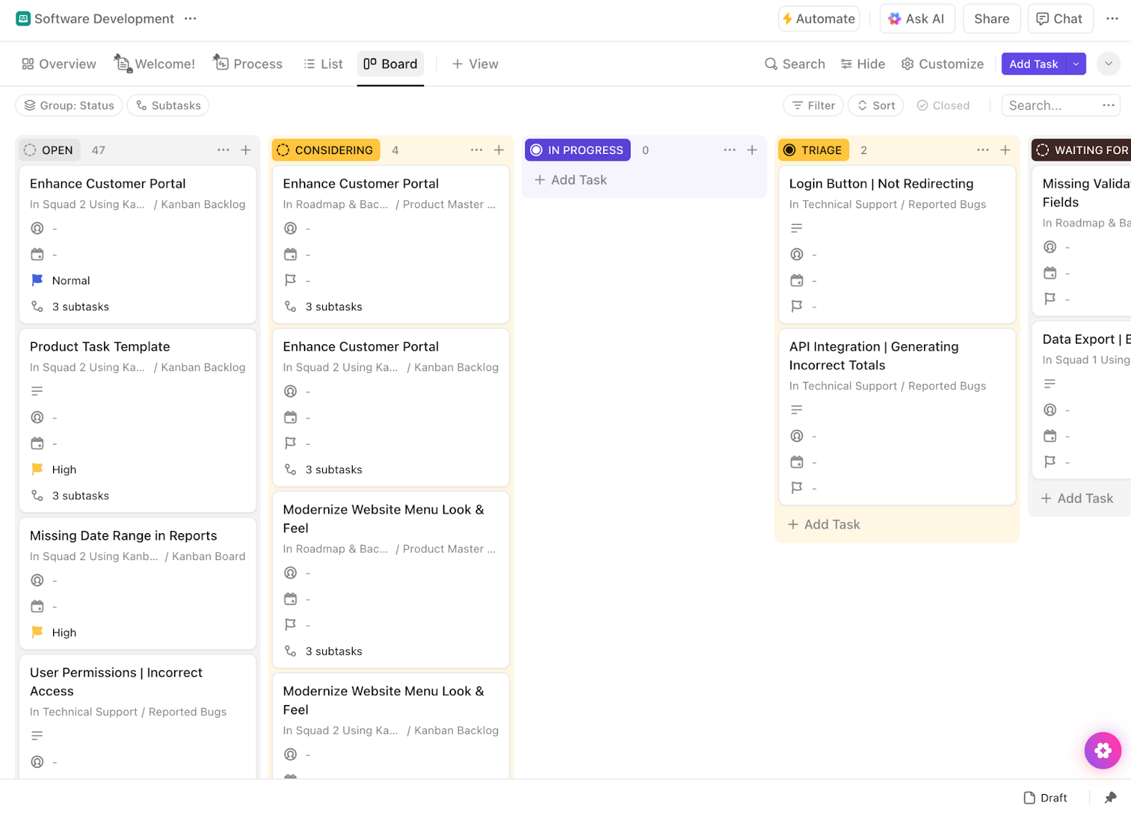 Start building with a structured software development framework from the ClickUp Software Development Template