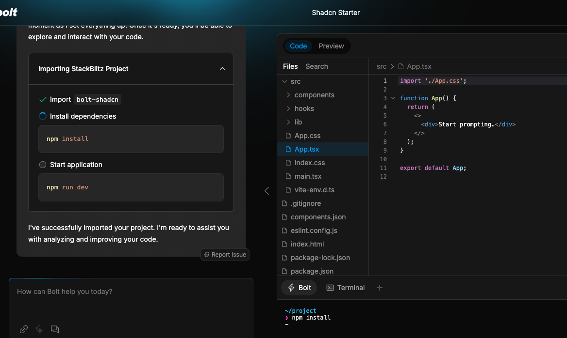 Bolt.new: Herramientas de codificación Vibe