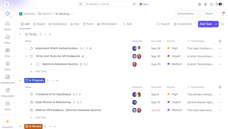 ClickUp Software Team Project Management