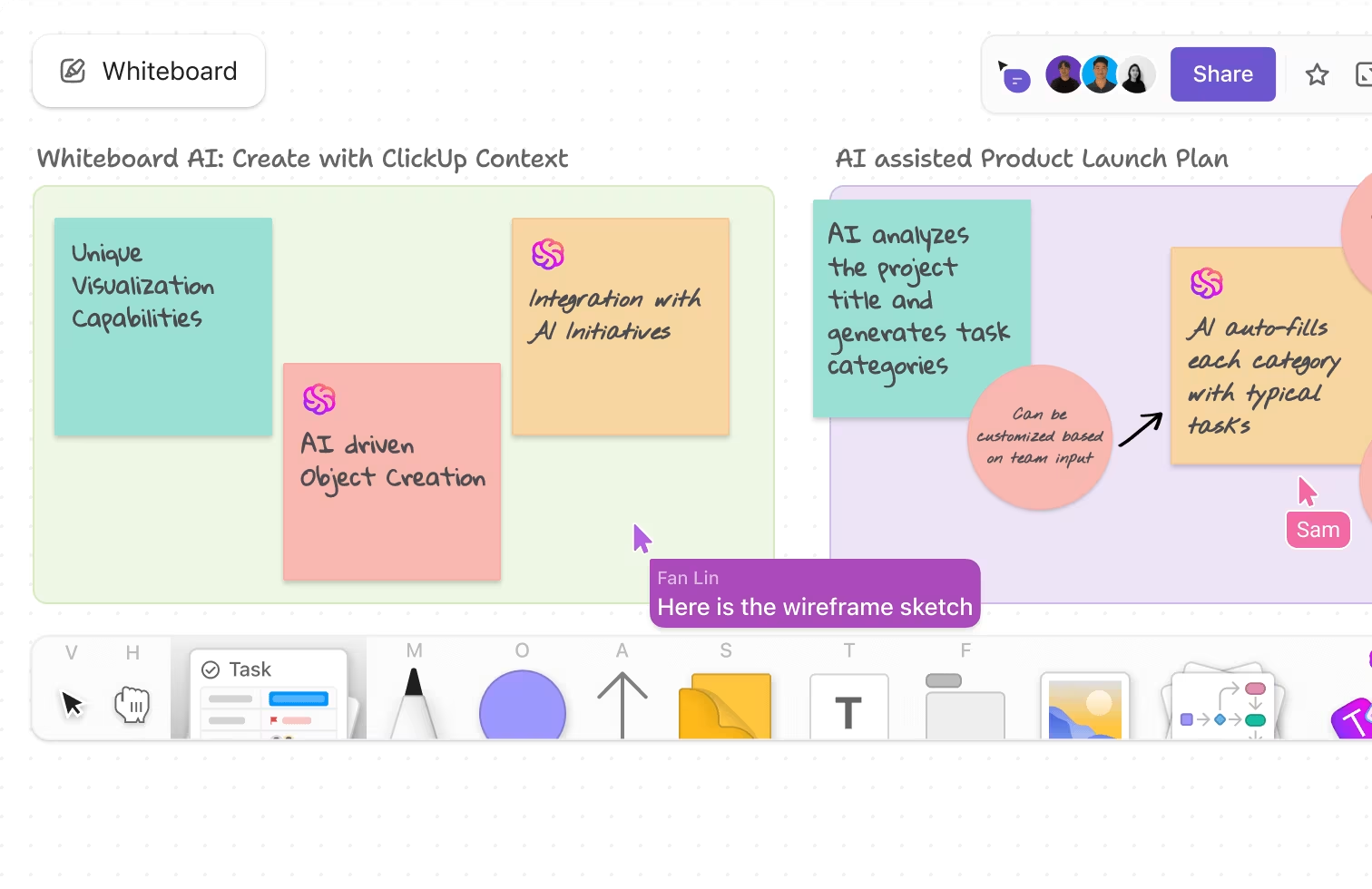 ClickUp Whiteboards