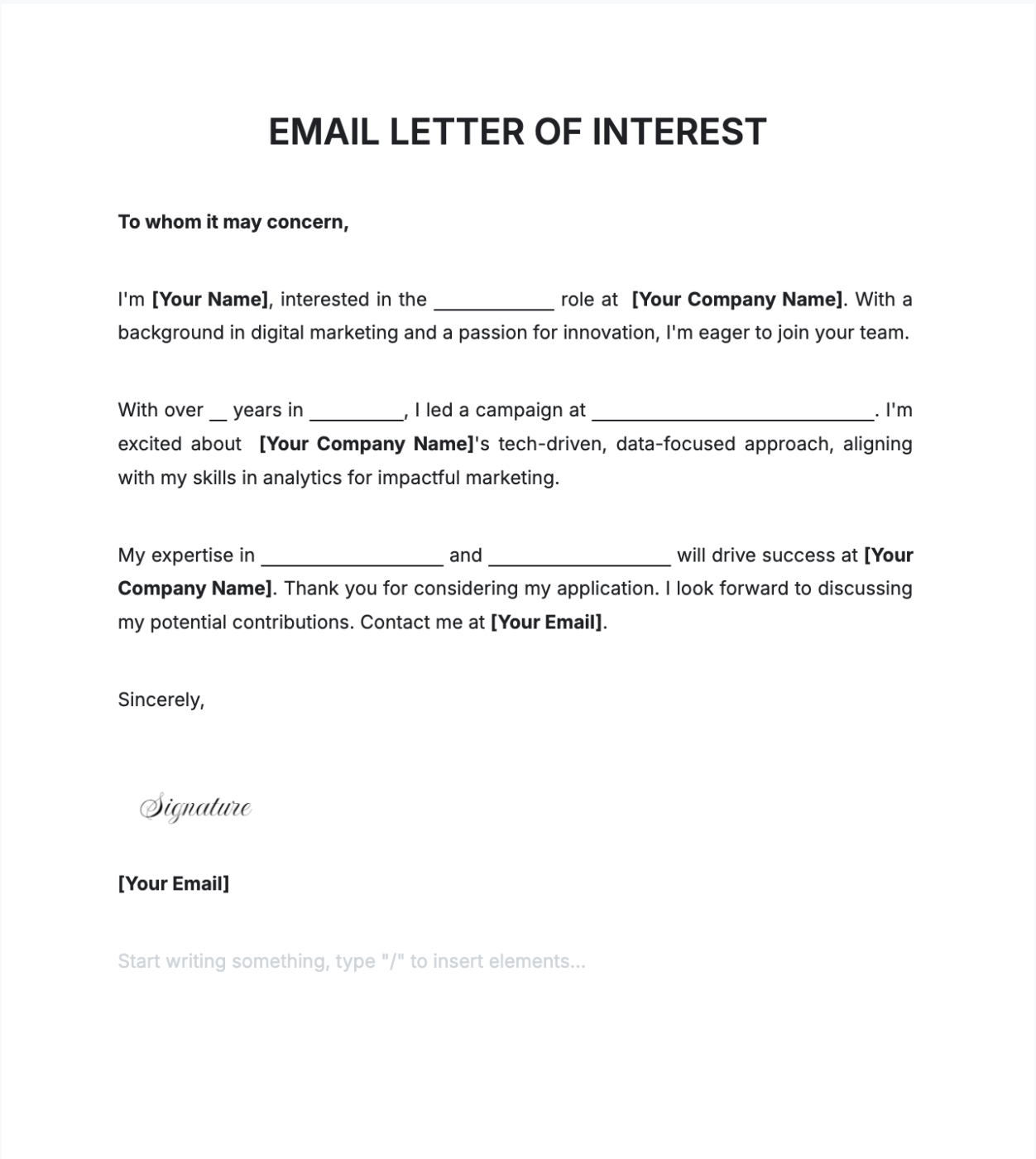 Email Letter of Interest Template by Template.Net