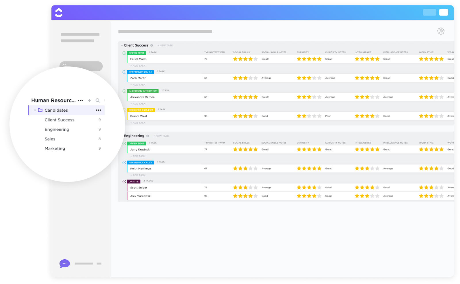 Build a fair and inclusive hiring process with the ClickUp Hiring Candidates Template
