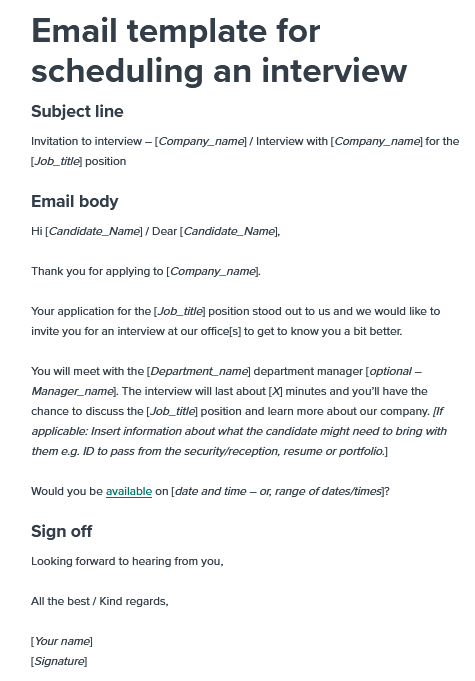 Interview Schedule Email Template by Workable