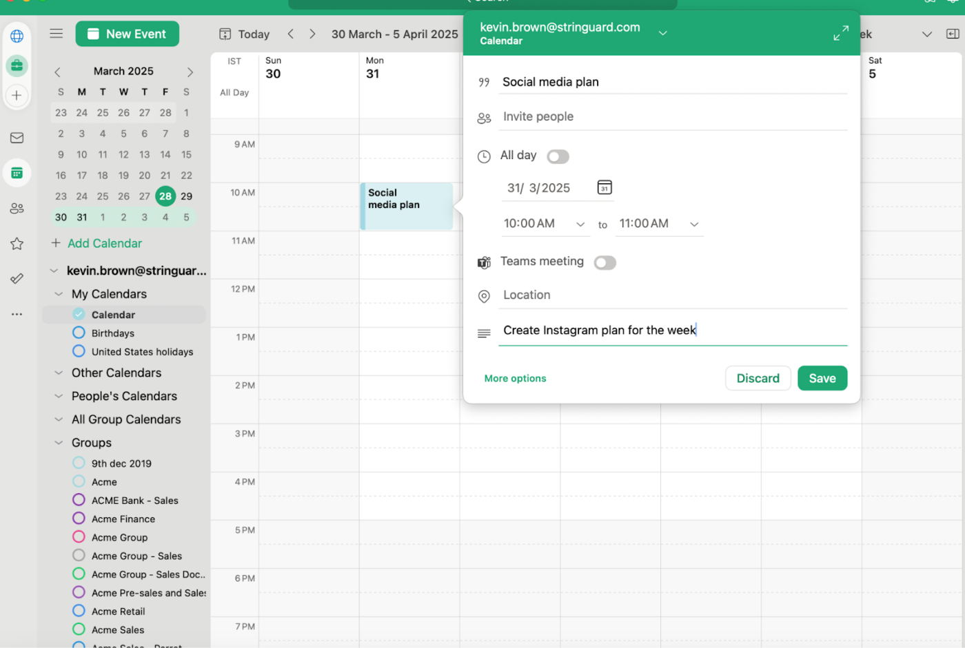 Fill details for time block in outlook Calendar