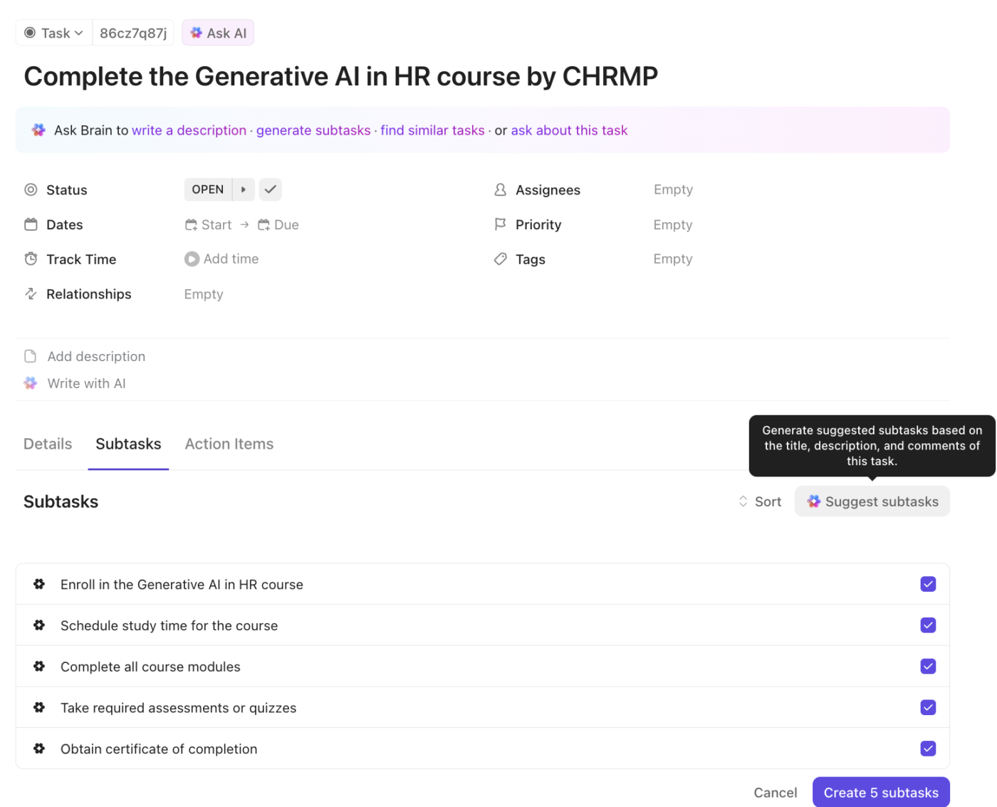 ClickUp Brain: cursos de IA para profissionais de RH