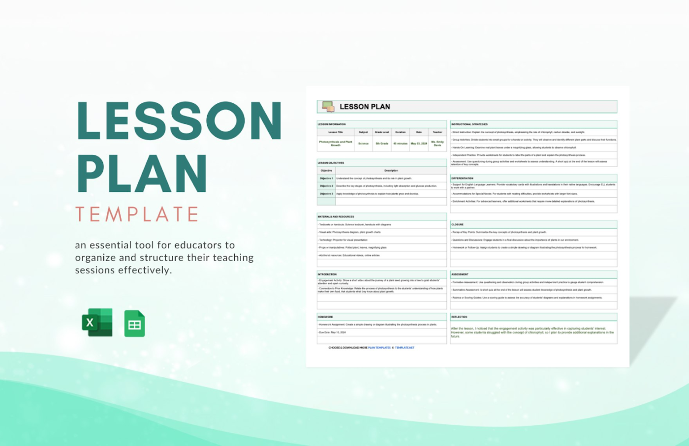 Google Sheets Lesson Plan Template