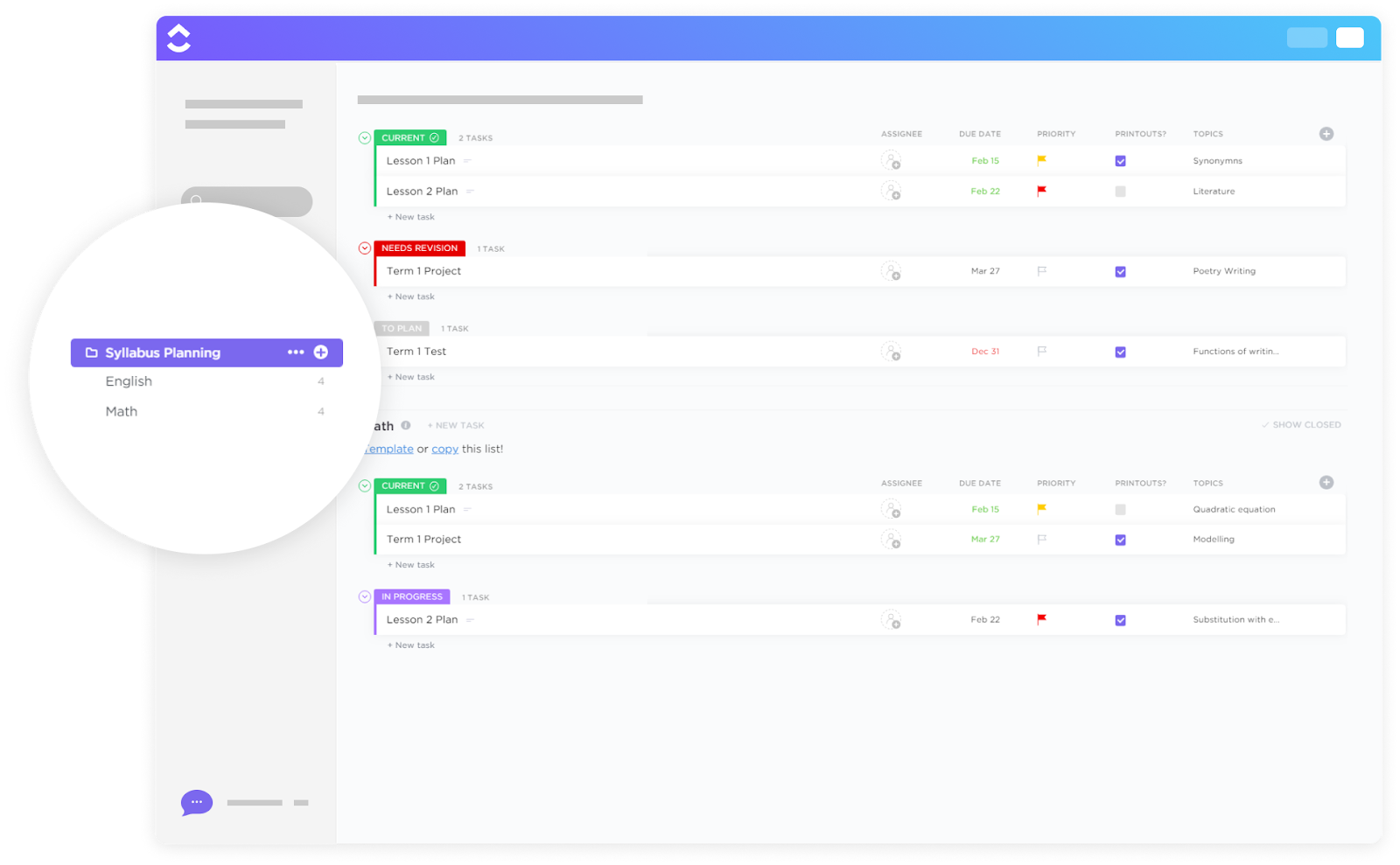 ClickUp Syllabus Planning Template