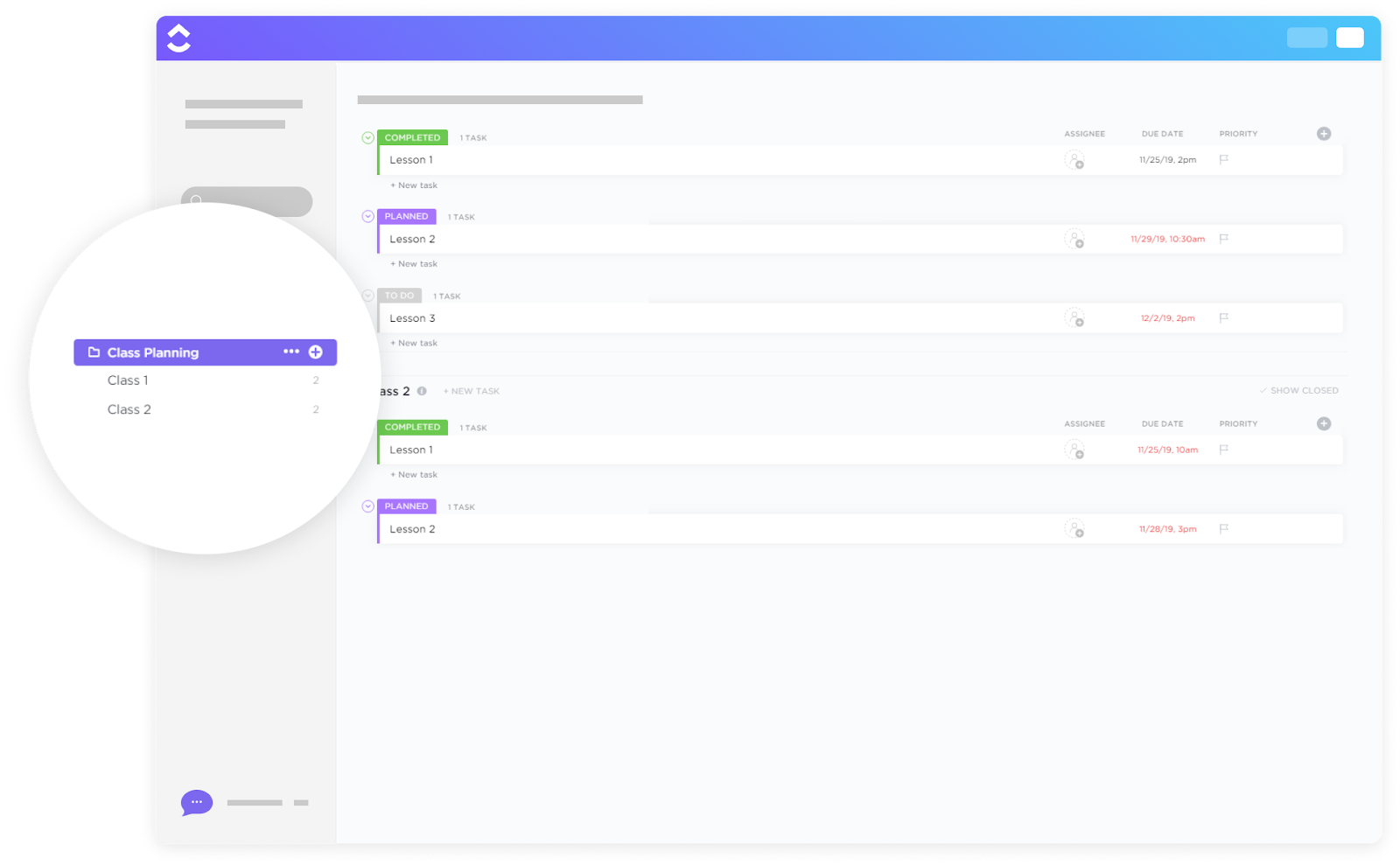 ClickUp Class Planning Template