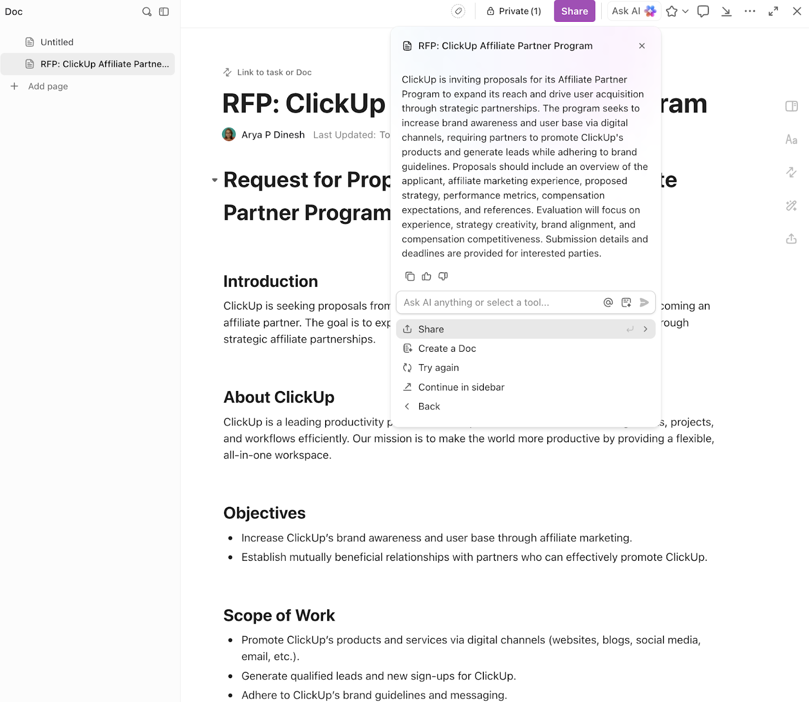 ClickUp-documenten