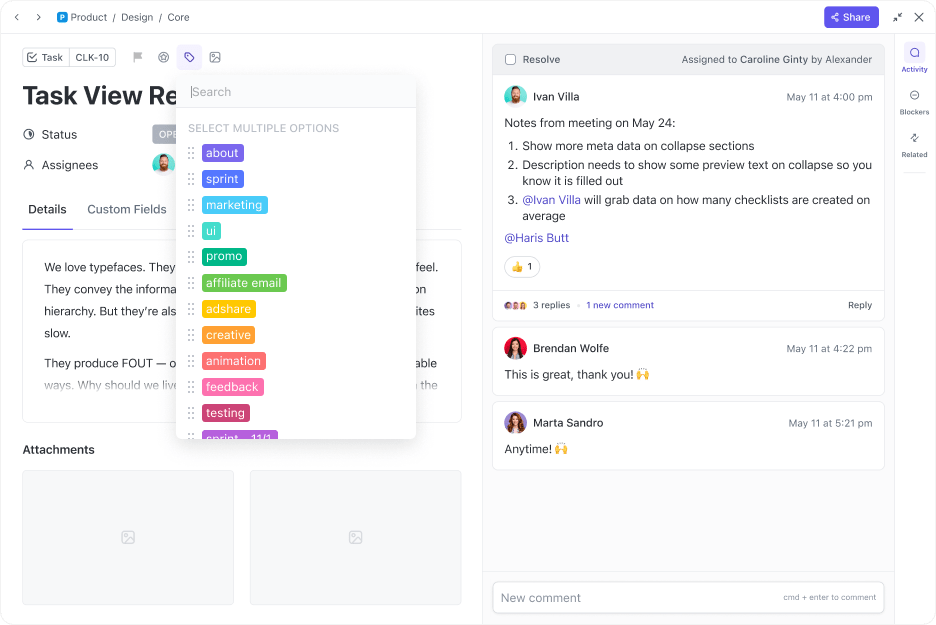 ClickUp tasks