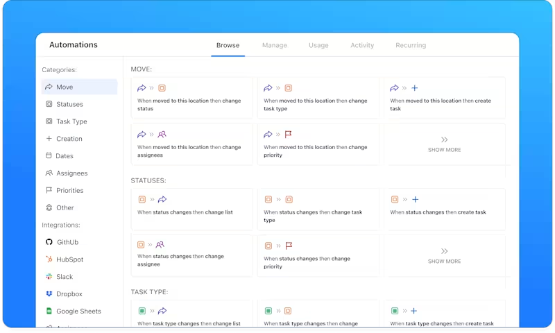 Automações do ClickUp