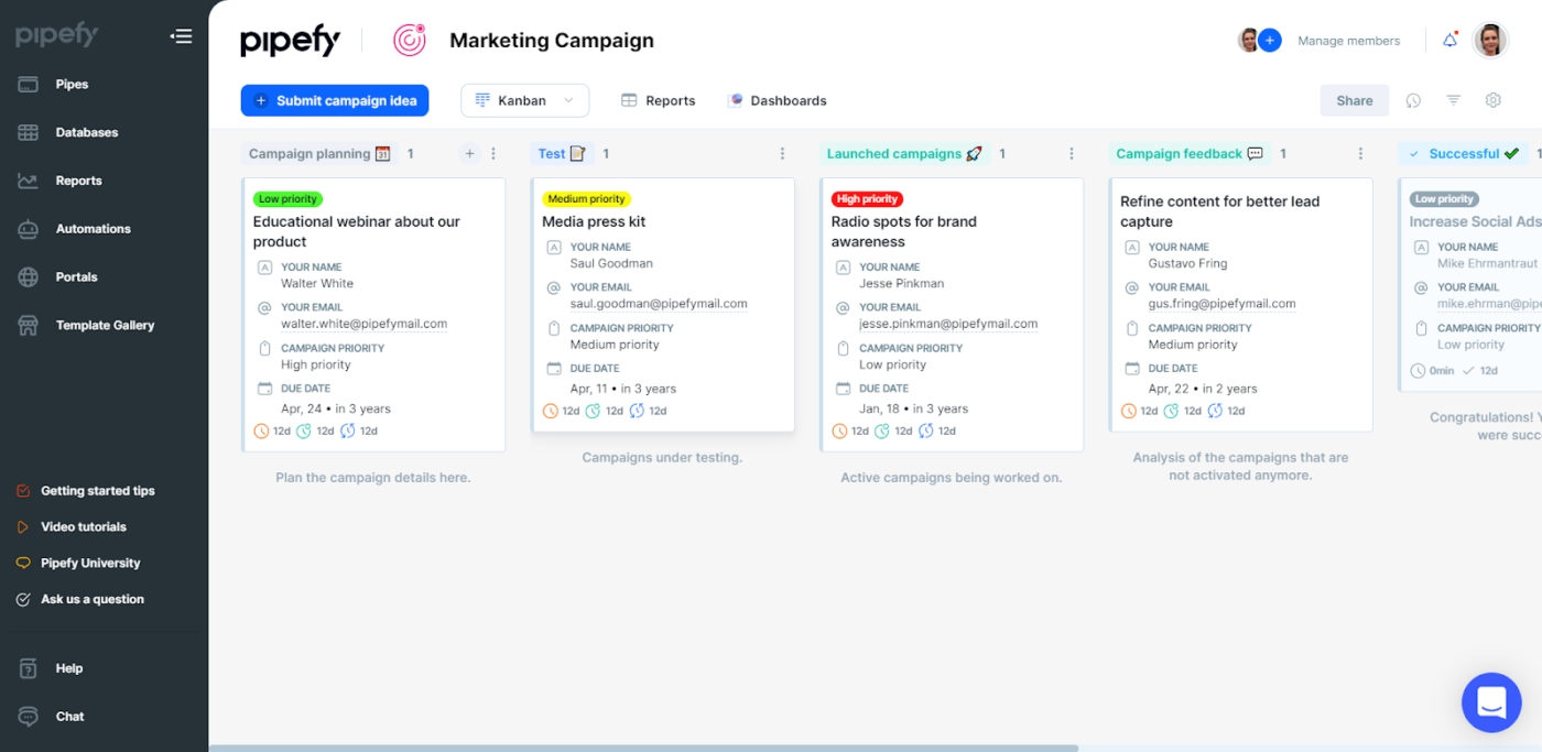 Pipefy: Product Launch Calendar 