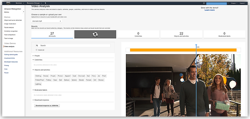 Amazon Rekognition Video - analizzatore video IA