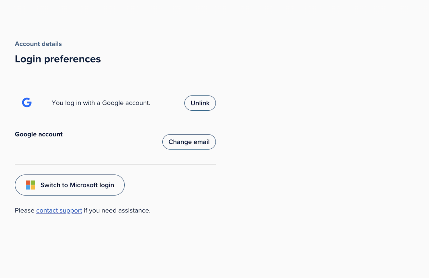 Choisissez ce que vous souhaitez modifier ou lier parmi les options, telles que Google, Microsoft ou les comptes de messagerie électronique : connexion Calendly