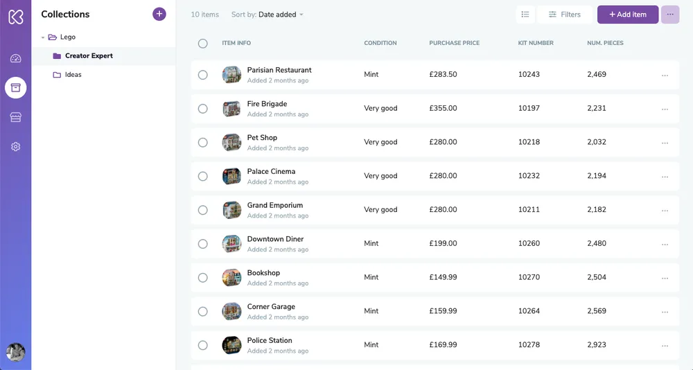 Kolekto: collection tracking software