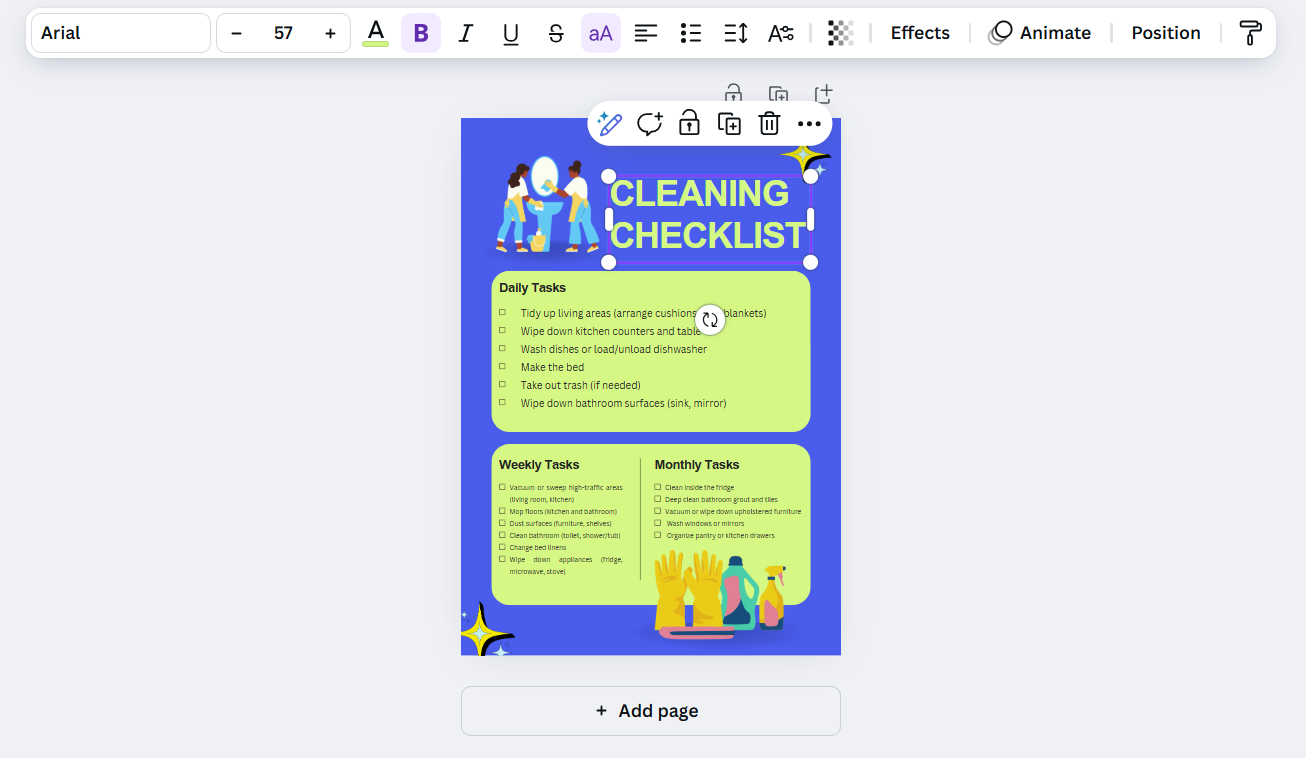 Cleaning Checklist Template by Canva: cleaning schedule template