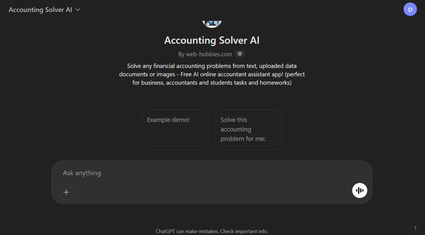  Accounting Solver AI : best gpts for accounting