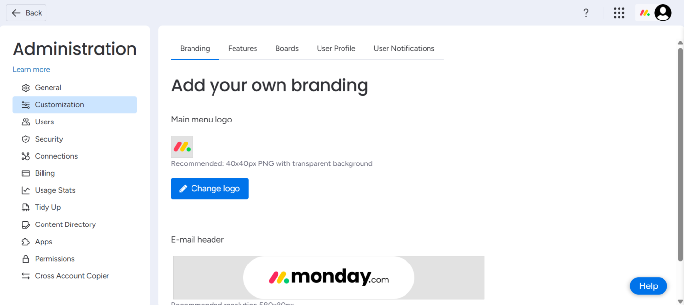admin options_Monday.com login