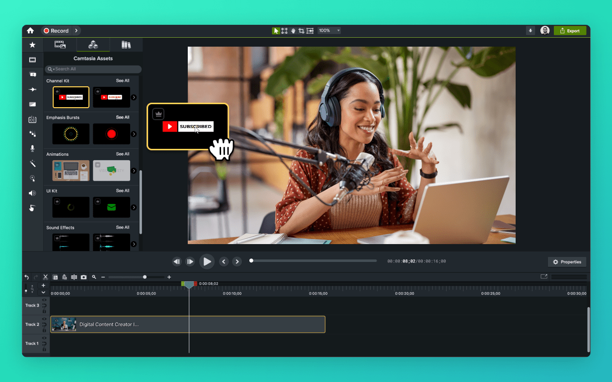 Camtasia Dashboard