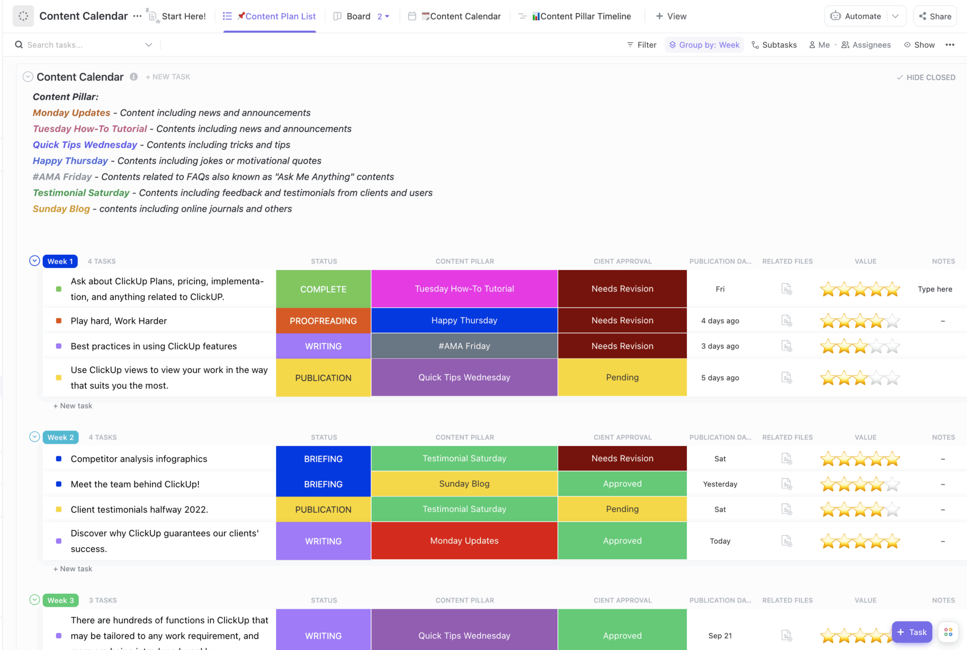 Content Calendar Template