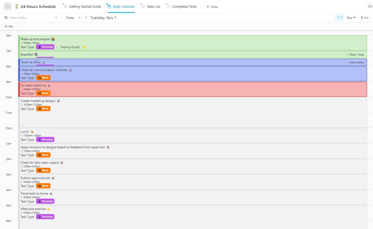 ClickUp 24 Hours Cleaning Schedule Template