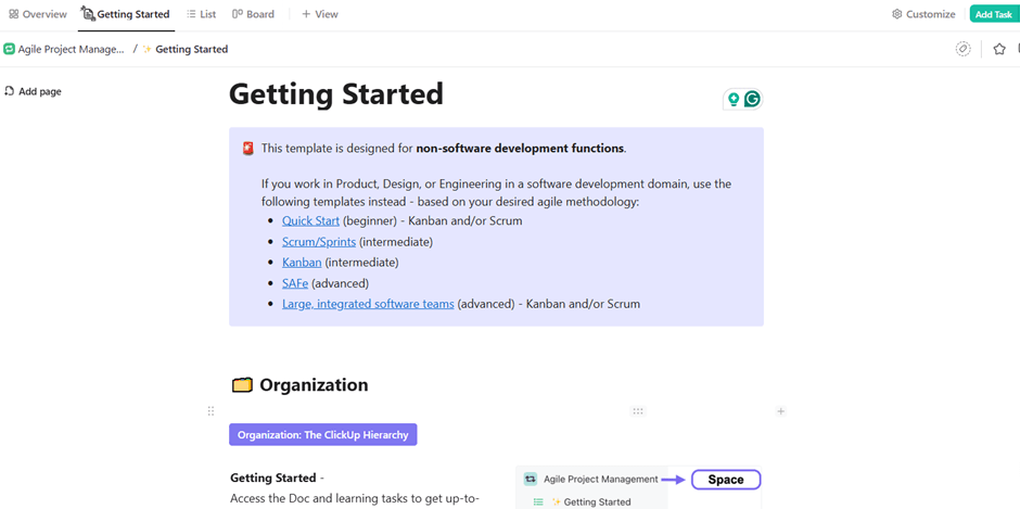 ClickUp Agile Project Management Template