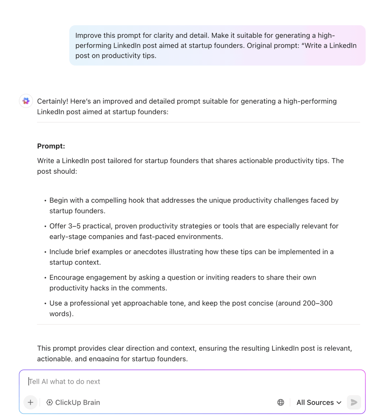 ClickUp Brain : How to Write AI Prompts