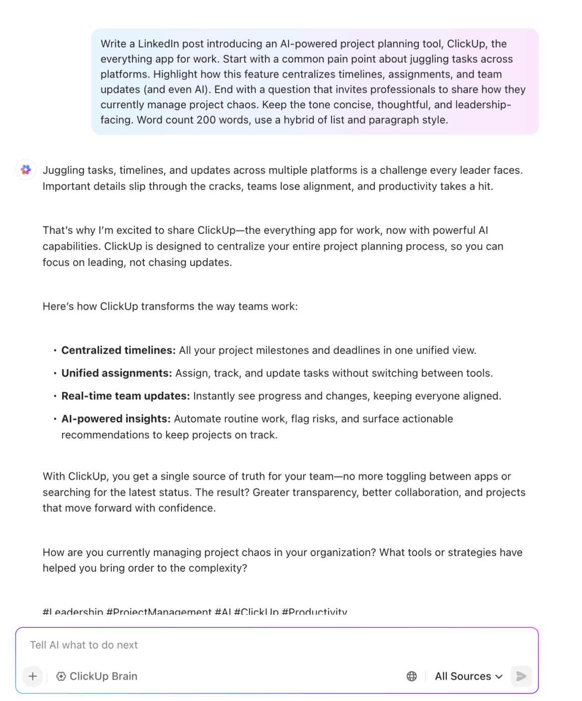ClickUp Brain : How to Write AI Prompts